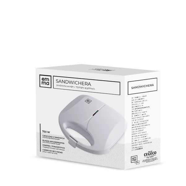 Emma Sandwichera Blanca 750w 24x24cm GB1K10 - Imagen 3