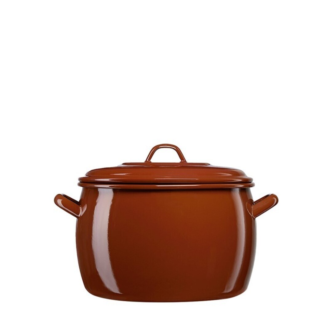 Olla Abombada Esmaltada Teja