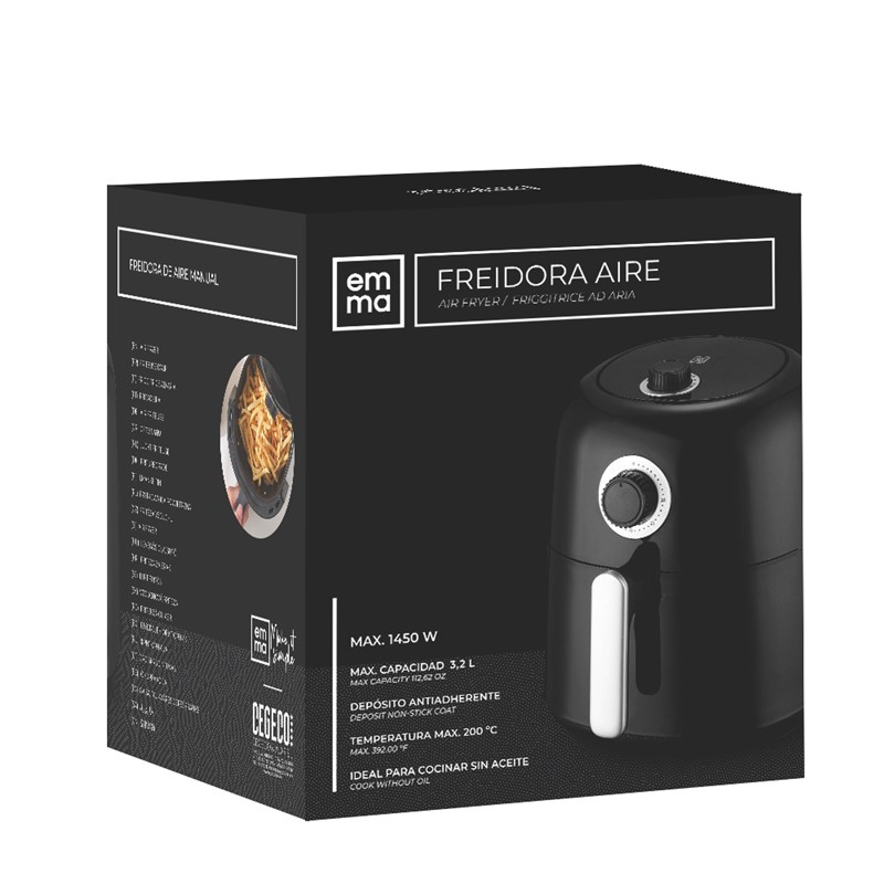 Emma Freidora Aire Negra Manual 3,2L 1450w - Imagen 4