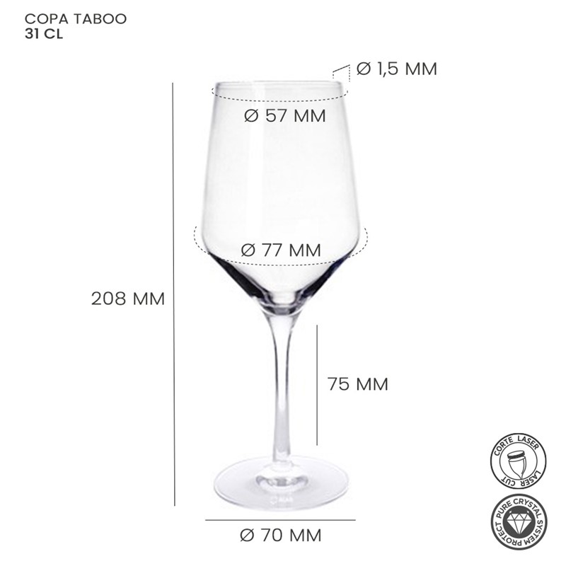 Juego de 6 Alar Copa Taboo 31cl - Imagen 3