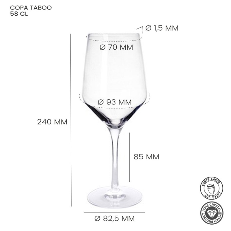 Juego de 6 Alar Copa Taboo 58cl - Imagen 3